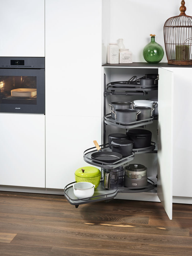 КОМПЛЕКТ левый, Леманс 500 мм, H 1265, Арена СТИЛЬ, 4 полки, 4 доводчика, цвет АНТРАЦИТ Kessebohmer | официальный магазин