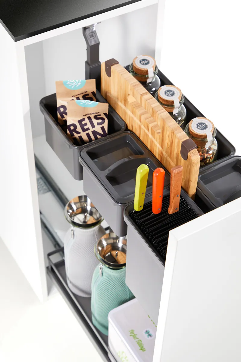 КОМПЛЕКТ №3 Юбокс, Диспенса Джуниор Слим 300 мм, H 640-728, Арена СТИЛЬ, 1 полка + 1 Юбокс, цвет АНТРАЦИТ Kessebohmer | официальный магазин