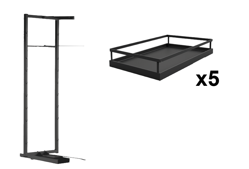 Комплект внутренний, Тандем II 600 мм, H 1700, Арена СТИЛЬ, Рама + 5 полок, цвет АНТРАЦИТ