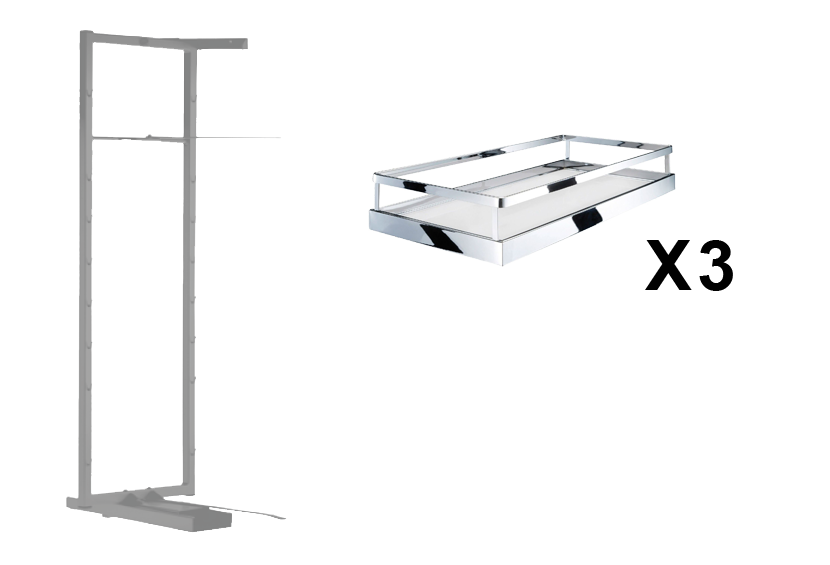 Комплект внутренний, Тандем II 600 мм, H 800, Арена СТИЛЬ, Рама + 3 полки, цвет ХРОМ