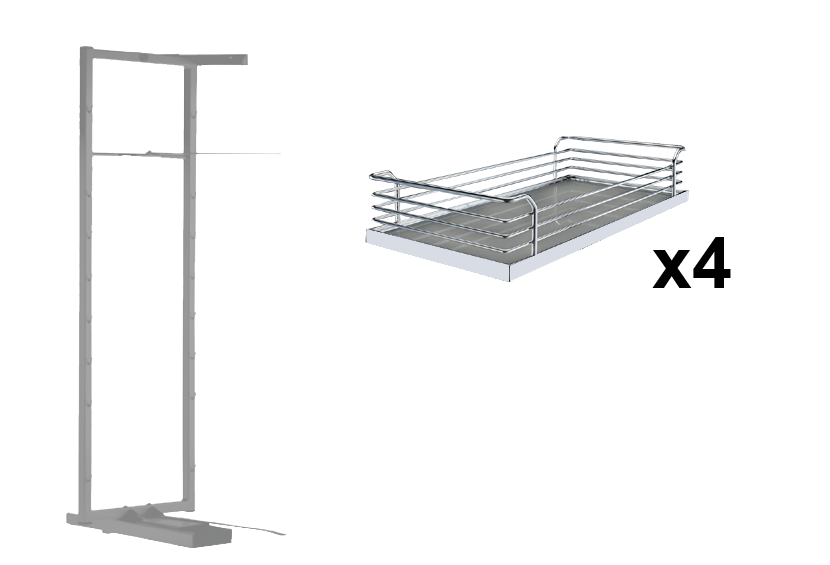 Комплект внутренний, Тандем II 500 мм, H 1100, Арена КЛАССИК, Рама + 4 полки, цвет ТИТАН