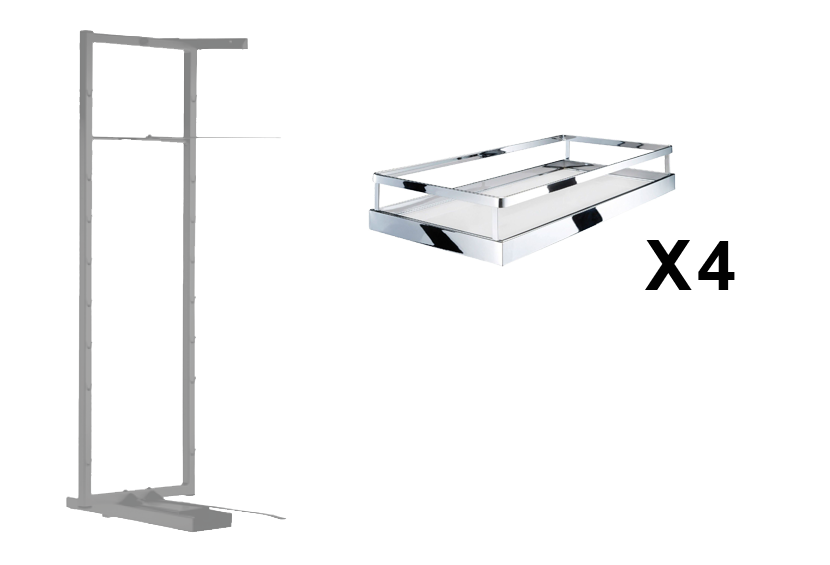 Комплект внутренний, Тандем II 600 мм, H 1100, Арена СТИЛЬ, Рама + 4 полки, цвет ХРОМ