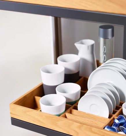 КОМПЛЕКТ вставка для 1 полки для десертных тарелок с 2 делителями на 6 ячеек Конвой Премио, СЕЛЕКТ, 600 мм, цвет ДУБ натуральный Kessebohmer | официальный магазин