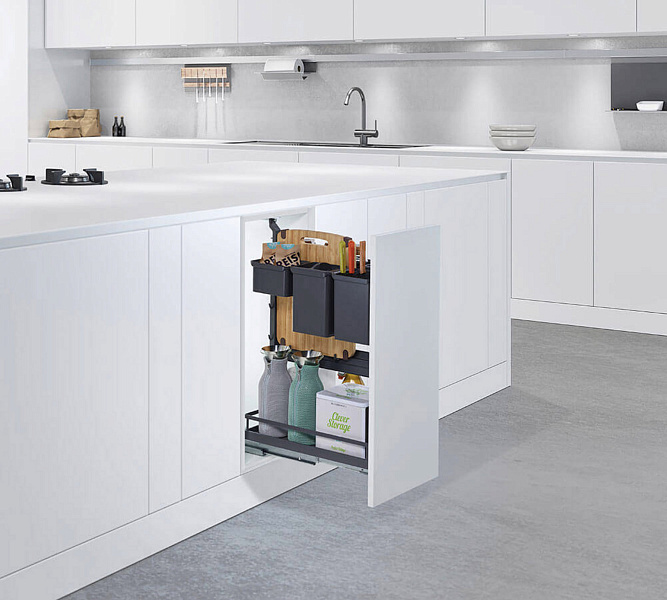 КОМПЛЕКТ №5 Юбокс, Диспенса Джуниор Слим 300 мм, H 640-728, Арена СТИЛЬ, 1 полка + 1 Юбокс, цвет АНТРАЦИТ Kessebohmer | официальный магазин