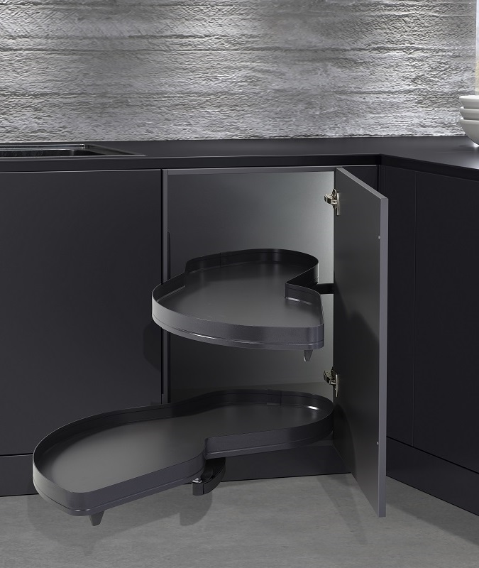 КОМПЛЕКТ левый, Леманс 450 мм, H 720-900, Арена ПЬЮР, 2 полки, 2 доводчика, цвет АНТРАЦИТ Kessebohmer | официальный магазин