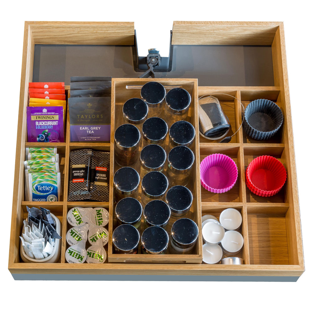 КОМПЛЕКТ вставка для 1 полки с ящиком и 2 делителями на 6 ячеек Конвой Премио, СЕЛЕКТ, 600 мм,  цвет ДУБ натуральный Kessebohmer | официальный магазин